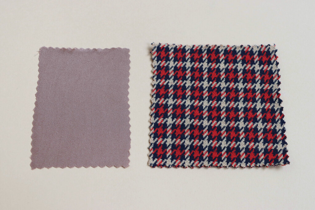 satin weave and herringbone weave fabric swatches