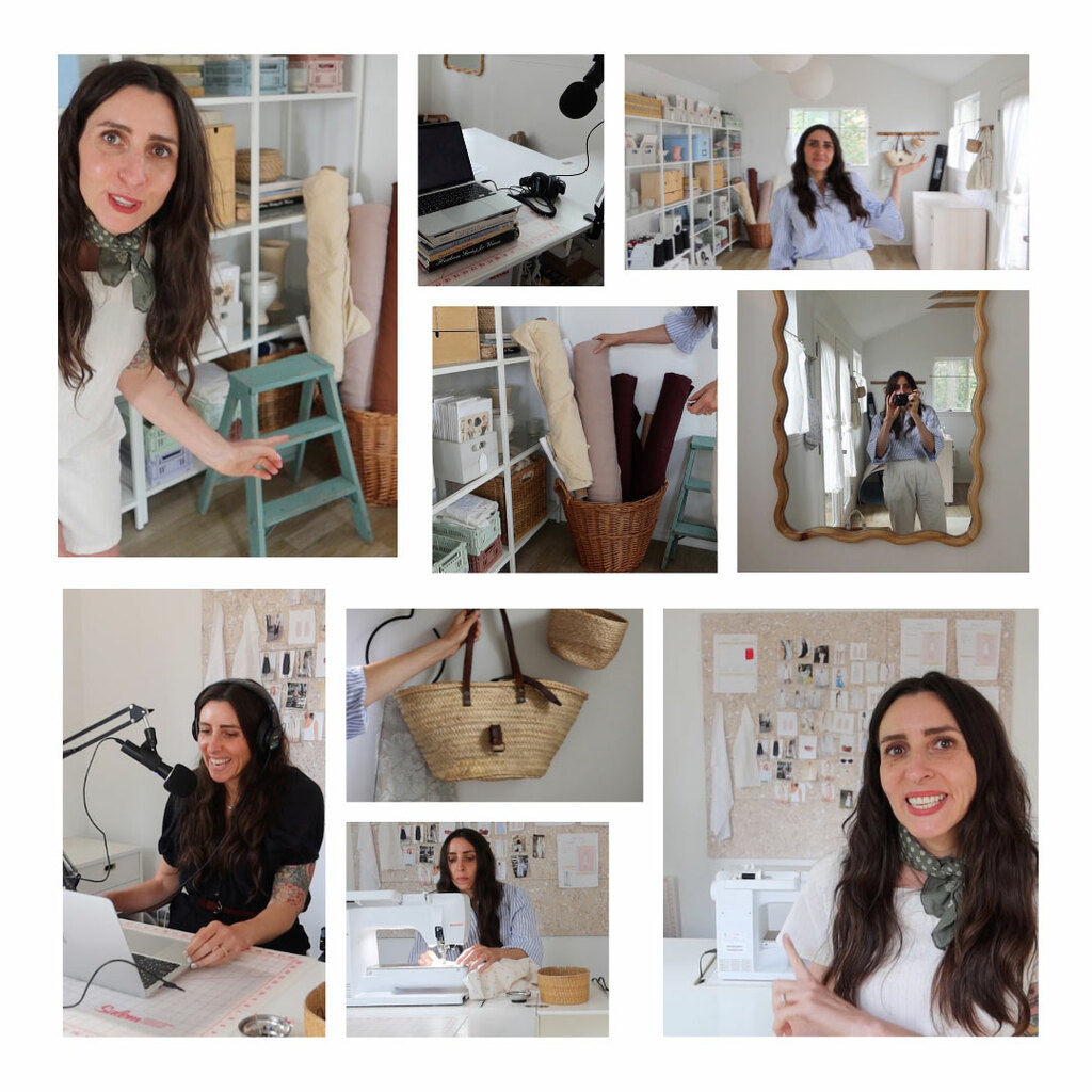 collage of sewing studio