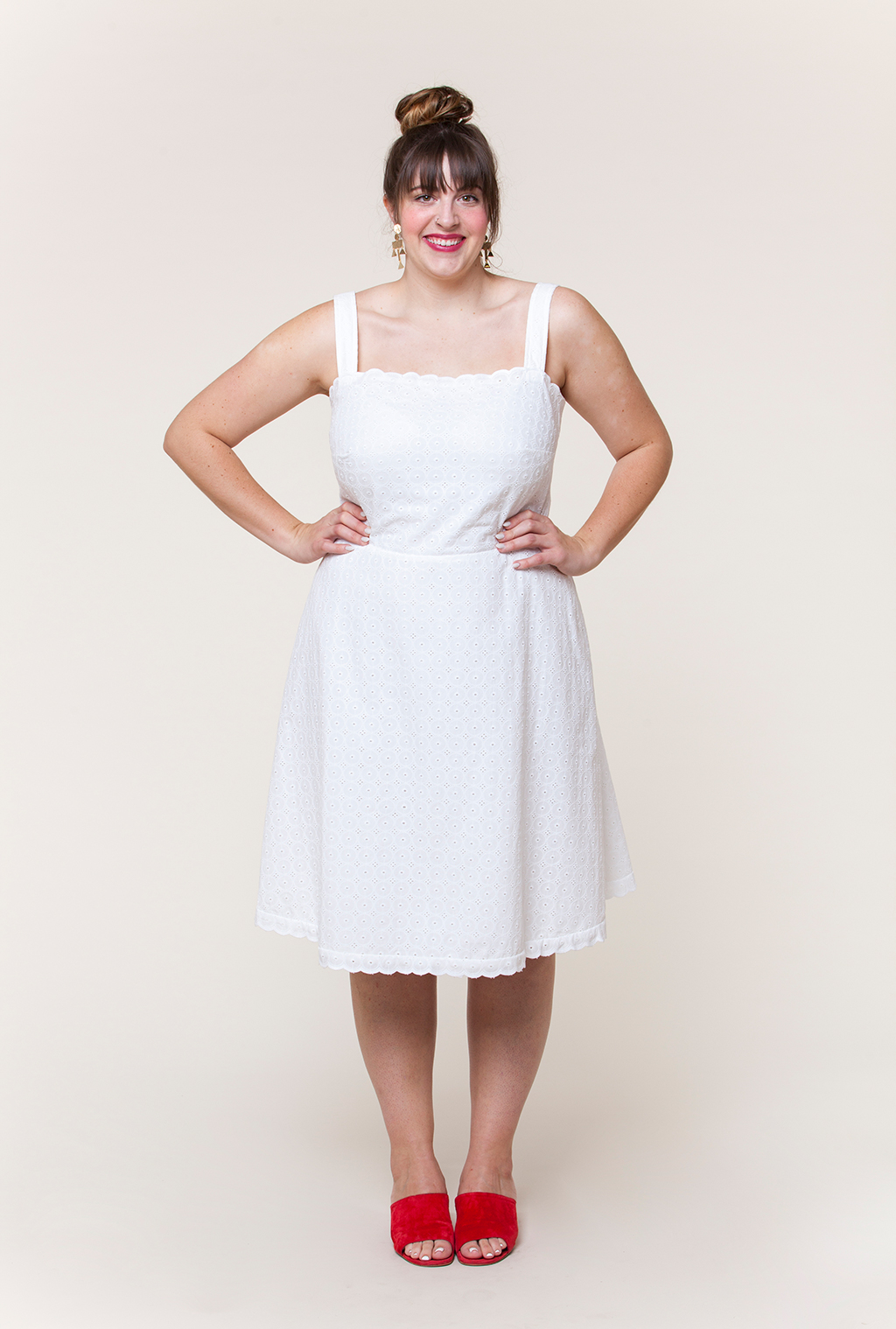 Eyelet fabric deals dress