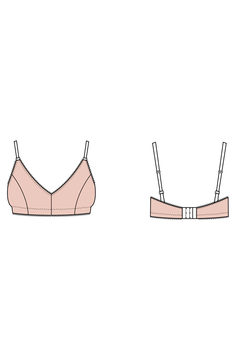 Curved edging ribbed bralette